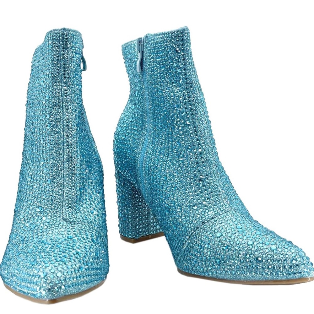 Glittering light blue Heeled Boots